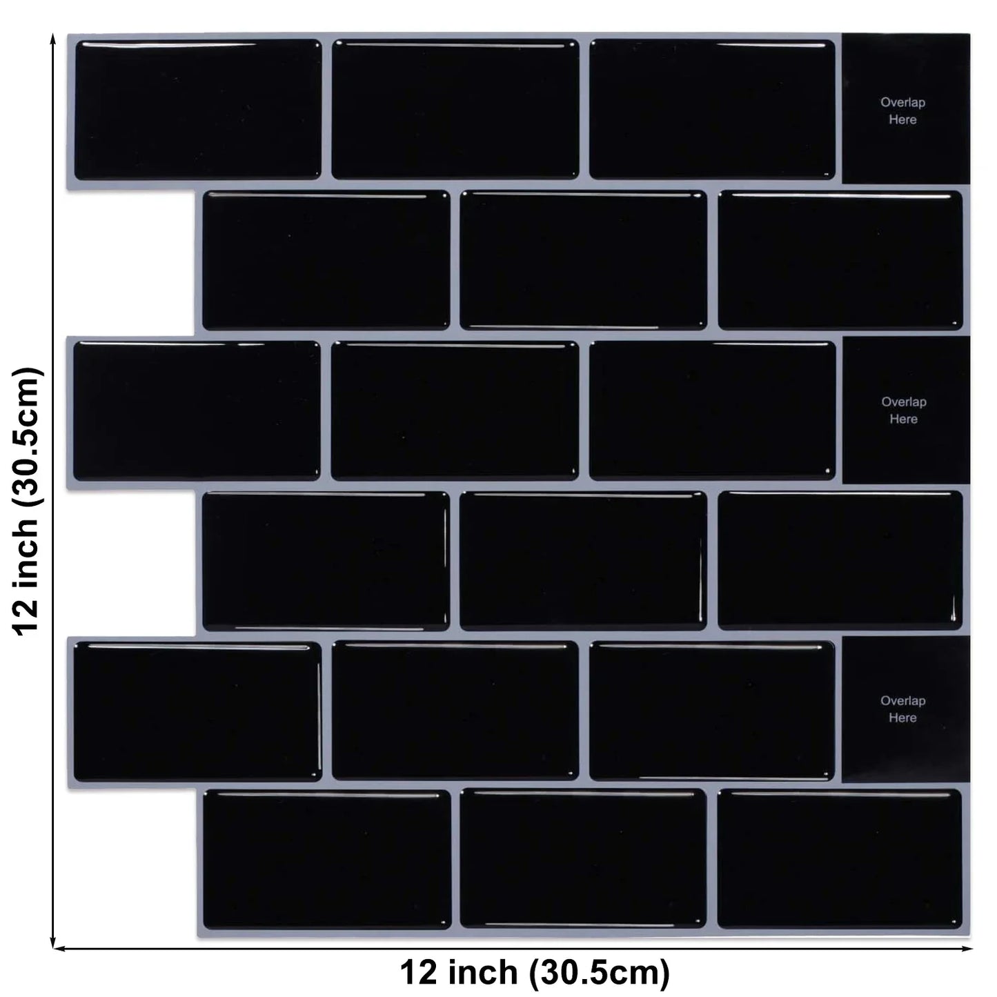 3D Texture Wall Tile Stickers, Self-Adhesive Brick Pattern for Kitchen, Bathroom...5 Pcs