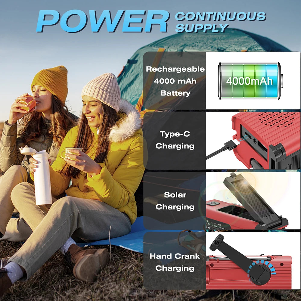 Emergency Light Solar Powered Radio, Charger, Flashlight...