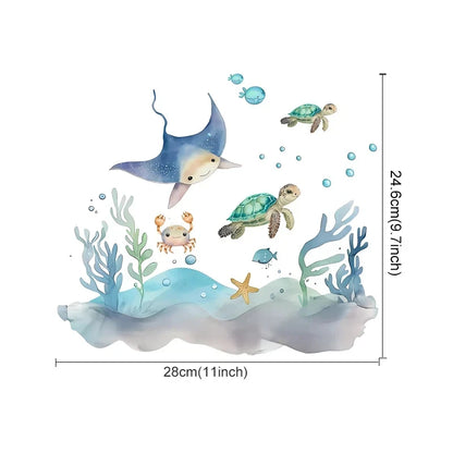 Ocean Animal Watercolor Wall Sticker, Vinyl for Nursery or kids room