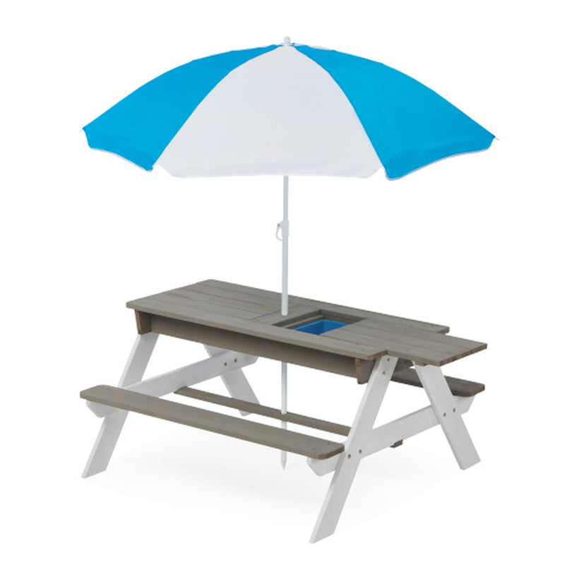 3-In-1 Outdoor Wooden Picnic Table for Kids with Umbrella