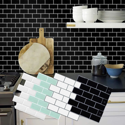 3D Texture Wall Tile Stickers, Self-Adhesive Brick Pattern for Kitchen, Bathroom...5 Pcs