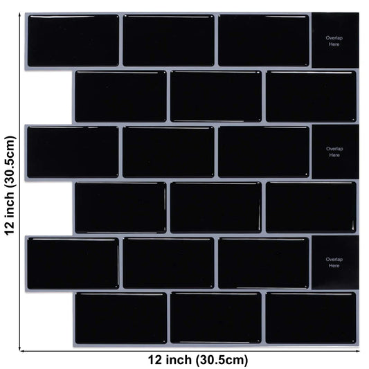3D Texture Wall Tile Stickers, Self-Adhesive Brick Pattern for Kitchen, Bathroom...5 Pcs
