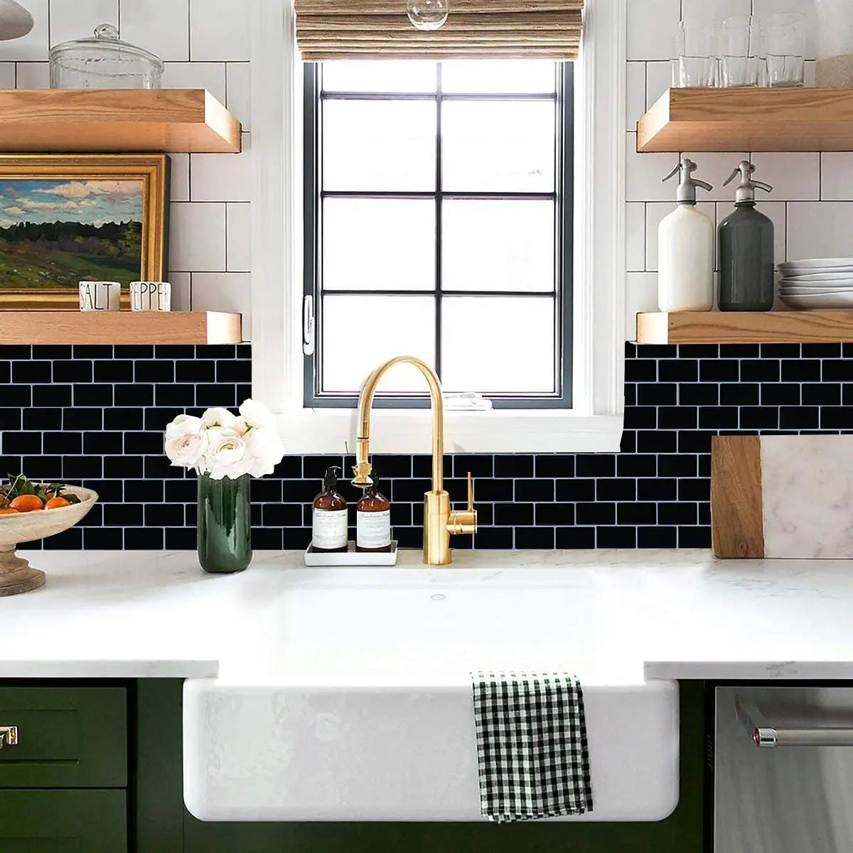 3D Texture Wall Tile Stickers, Self-Adhesive Brick Pattern for Kitchen, Bathroom...5 Pcs