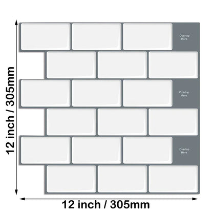 3D Texture Wall Tile Stickers, Self-Adhesive Brick Pattern for Kitchen, Bathroom...5 Pcs